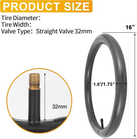16" Advanced Explosion-Proof Inner Tube, 16x1.50/1.75 Rear Wheel Replacement Tube Compatible with Revolution SE/Pro/Flex/SU, 16x1.50/1.75 Bicycle Inner Tube Suitable for Urban/Road Cycling Scenarios in Kuwait
