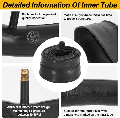 16" Advanced Explosion-Proof Inner Tube, 16x1.50/1.75 Rear Wheel Replacement Tube Compatible with Revolution SE/Pro/Flex/SU, 16x1.50/1.75 Bicycle Inner Tube Suitable for Urban/Road Cycling Scenarios in Kuwait