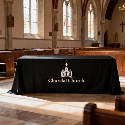 Customized Table Cloth with Logo Image Personalized Tablecloth for Trade Shows, Companies, Schools, Associations, Churches, Welfare Organizations other Events (Stretch Tablecloth, 4FT Open Back) in Kuwait