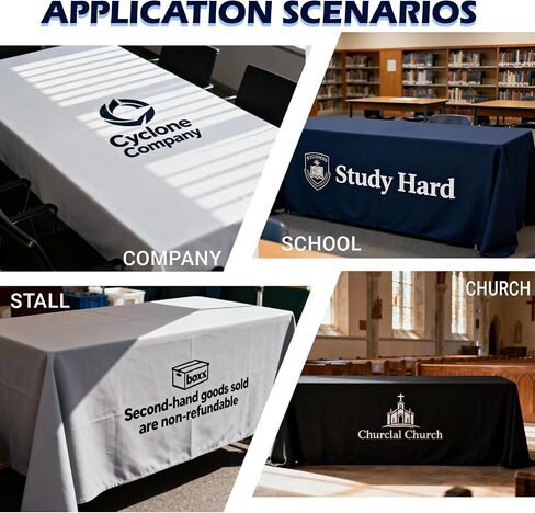 Customized Table Cloth with Logo Image Personalized Tablecloth for Trade Shows, Companies, Schools, Associations, Churches, Welfare Organizations other Events (Stretch Tablecloth, 4FT Open Back) in Kuwait