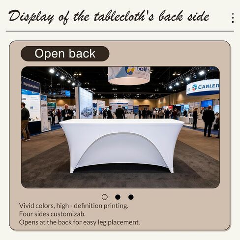 Custom Stretch Spandex Table Cloth with Business Logo 4/5/6/8 FT Personalized Table Cloths for Tradeshow Events/Company/School/Associations/Shop/Church/Club /Society Two Styles (4FT Open Back) in Kuwait