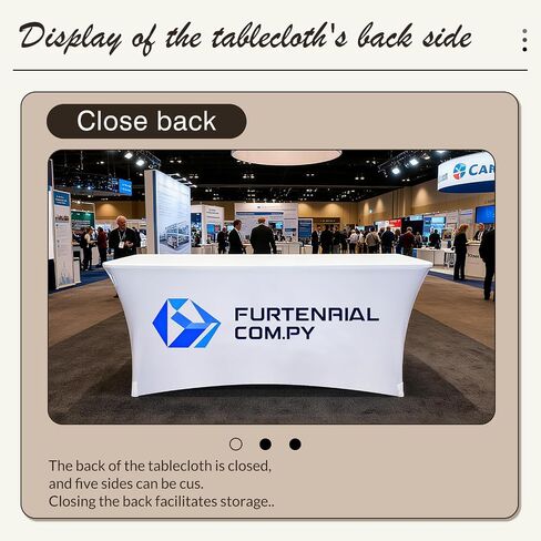 Custom Stretch Spandex Table Cloth with Business Logo 4/5/6/8 FT Personalized Table Cloths for Tradeshow Events/Company/School/Associations/Shop/Church/Club /Society Two Styles (4FT Open Back) in Kuwait