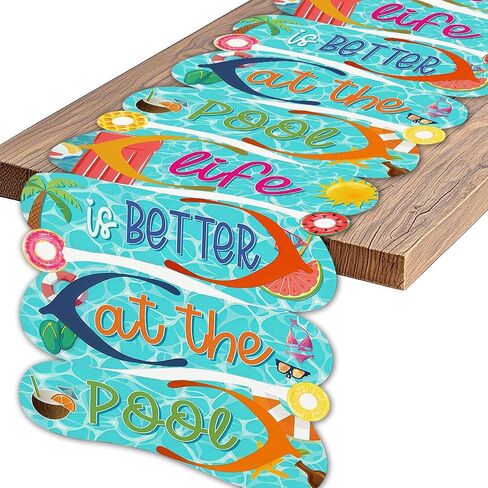 Summer Table Runner Life is Better at The Pool Kitchen Dining Table Centerpiece Hawaiian Beach Pool Party Decor Summer Tropical Decorations for Home-72 Inches Long in Kuwait