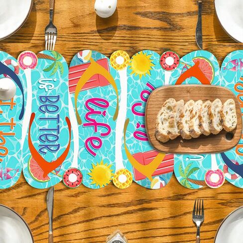Summer Table Runner Life is Better at The Pool Kitchen Dining Table Centerpiece Hawaiian Beach Pool Party Decor Summer Tropical Decorations for Home-72 Inches Long in Kuwait