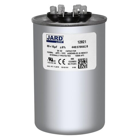 80 + 10 x 370/440 VAC Round Dual Run Capacitor by # 12821 in Saudi Arabia