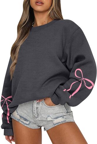 Oversized Sweatshirt For Women Crewneck Fleece Pullover Sweaters Trendy Drop Shoulder Fall Outfits Long Sleeve Tops in Kuwait