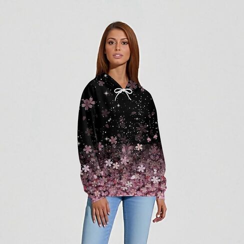 Graphic Hoodies for Women Oversized Preppy Hooded Sweatshirt with Pockets Long Sleeve Lightweight Comfort Hoodie in Kuwait