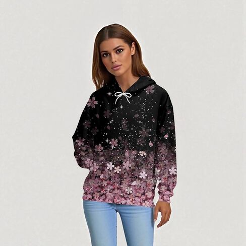 Graphic Hoodies for Women Oversized Preppy Hooded Sweatshirt with Pockets Long Sleeve Lightweight Comfort Hoodie in Kuwait
