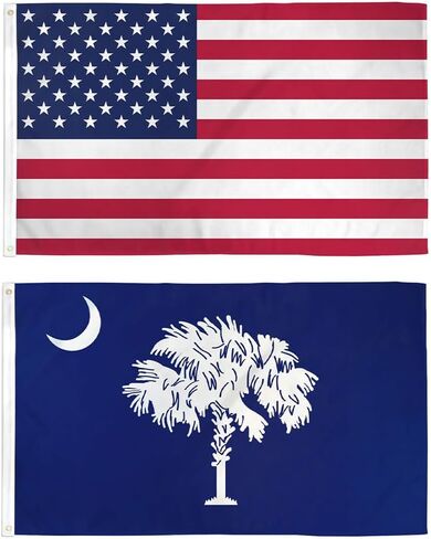 USA and South Carolina 3x5ft Flag Bundle Set - Printed USA flag & Printed Sourh Carolina State Flag - Strong Durable Polyester American Flag Set in Kuwait