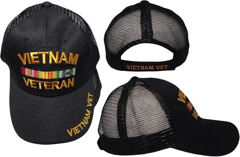 trade winds Vietnam Veteran Vet Ribbon Black Mesh Trucker Adjustable Embroidered Hat Cap - Officially Licensed in Kuwait