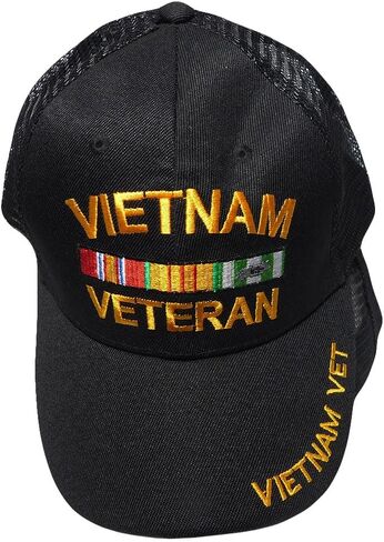 trade winds Vietnam Veteran Vet Ribbon Black Mesh Trucker Adjustable Embroidered Hat Cap - Officially Licensed in Kuwait