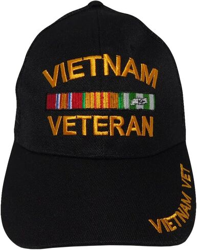 trade winds Vietnam Veteran Vet Ribbon Black Mesh Trucker Adjustable Embroidered Hat Cap - Officially Licensed in Kuwait