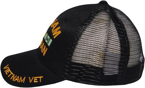 trade winds Vietnam Veteran Vet Ribbon Black Mesh Trucker Adjustable Embroidered Hat Cap - Officially Licensed in Kuwait