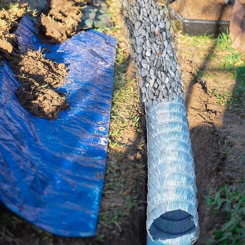 Non-Woven Fabric Slotted Drain Rods for Outside Drain Flexible, Garden French Drain Pipe Corrugated Drainage Pipes, Can Be Covered with Gravel/Soil, 4in X 250/100/ 50 Ft(4in x 130ft) in Kuwait