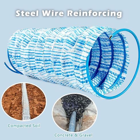 Non-Woven Fabric Slotted Drain Rods for Outside Drain Flexible, Garden French Drain Pipe Corrugated Drainage Pipes, Can Be Covered with Gravel/Soil, 4in X 250/100/ 50 Ft(4in x 130ft) in Kuwait