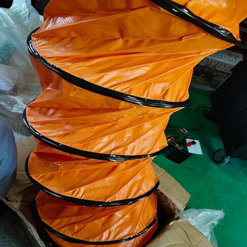 Flexible Orange PVC Ductwork for Ventilation - Adjustable Length with Steel Wire Frame & D-Shaped Rings(L8mx550mm) in Kuwait