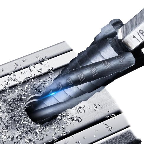 GRENPRO Step Drill Bit، 1/8 "-1/2" أربعة لولبية فلوت خطوة مثقاب الكوبالت، 1/4 "Hex Shank Step Bit للفولاذ المقاوم للصدأ والمعادن والألمنيوم والنحاس والألومنيوم والخشب والبلاستيك in Kuwait