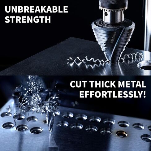GRENPRO Step Drill Bit، 1/8 "-1/2" أربعة لولبية فلوت خطوة مثقاب الكوبالت، 1/4 "Hex Shank Step Bit للفولاذ المقاوم للصدأ والمعادن والألمنيوم والنحاس والألومنيوم والخشب والبلاستيك in Kuwait