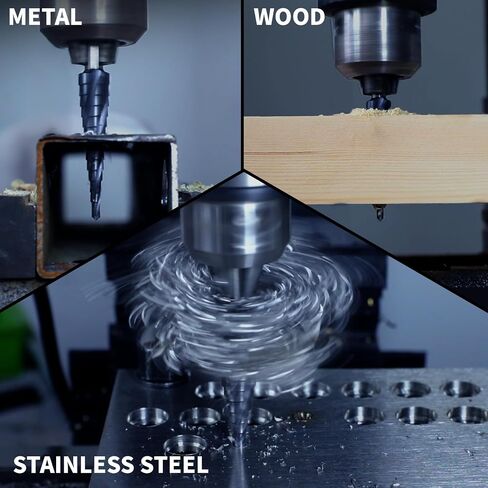 GRENPRO Step Drill Bit، 1/8 "-1/2" أربعة لولبية فلوت خطوة مثقاب الكوبالت، 1/4 "Hex Shank Step Bit للفولاذ المقاوم للصدأ والمعادن والألمنيوم والنحاس والألومنيوم والخشب والبلاستيك in Kuwait