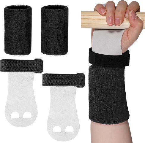 2 Pcs Gymnastics Hand Grips, Non Slip Leather Palm Grips for Gymnastics Bars with Adjustable Wristbands, Protection & Wrist Support for Workout, Training in Kuwait