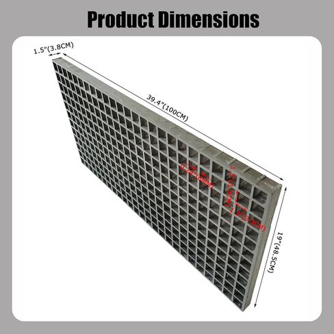 39.4"*19" Gray Fiberglass FRP Grating Non-Slip Grille FRP Grille Auto Repair Thickness 1.5" 0.5 Tons Bearing Capacity Gray in Kuwait