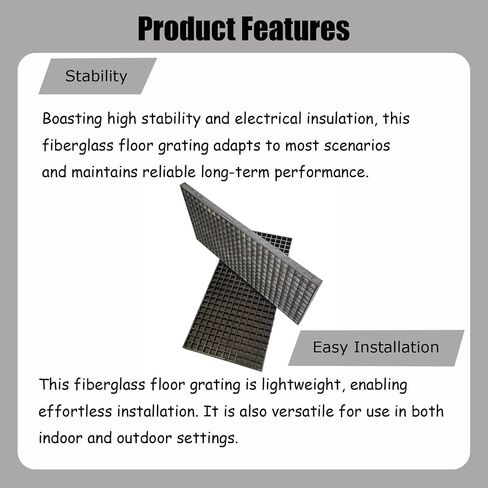 39.4"*19" Gray Fiberglass FRP Grating Non-Slip Grille FRP Grille Auto Repair Thickness 1.5" 0.5 Tons Bearing Capacity Gray in Kuwait