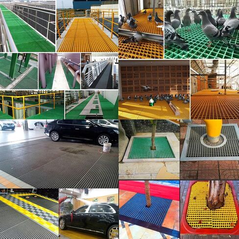 39.4"*19" Gray Fiberglass FRP Grating Non-Slip Grille FRP Grille Auto Repair Thickness 1.5" 0.5 Tons Bearing Capacity Gray in Kuwait