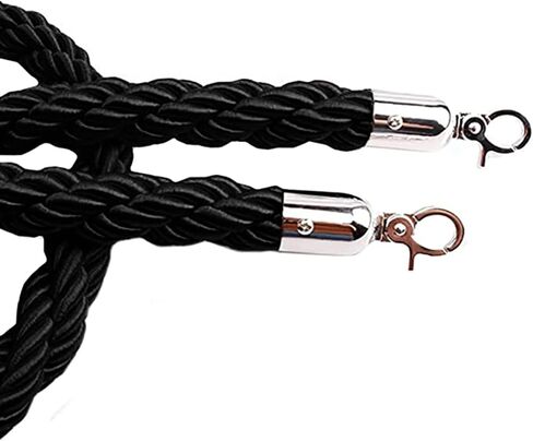 Black Queue Barrier Ropes with Metal Hooks,Stanchion Rope 3/4/5/6Ft,Crowd Control Rope,Braided Hemp Rope for Queue Divider,Rope Safety Barrier,Queue Line Barrier (Black a 4ft/120cm) in Kuwait