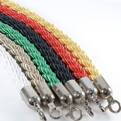 Black Queue Barrier Ropes with Metal Hooks,Stanchion Rope 3/4/5/6Ft,Crowd Control Rope,Braided Hemp Rope for Queue Divider,Rope Safety Barrier,Queue Line Barrier (Black a 4ft/120cm) in Kuwait