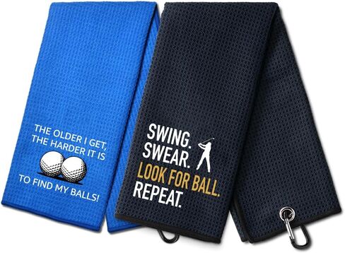DYJYBMY Swing Swear Funny Golf Towel Set with Clip, Golf Accessories for Women Men, Father's Day Appreciation Gifts for Grandpa Dad Uncle Husband, Retirement Golfing Gifts for Golfer Family Friend in Kuwait