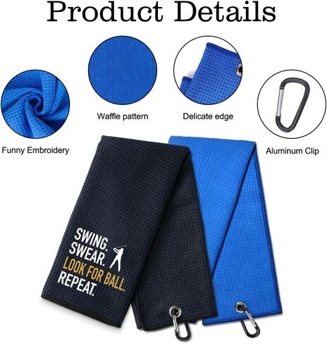 DYJYBMY Swing Swear Funny Golf Towel Set with Clip, Golf Accessories for Women Men, Father's Day Appreciation Gifts for Grandpa Dad Uncle Husband, Retirement Golfing Gifts for Golfer Family Friend in Kuwait