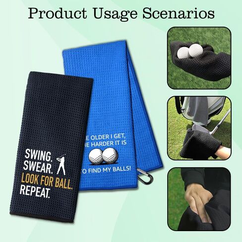 DYJYBMY Swing Swear Funny Golf Towel Set with Clip, Golf Accessories for Women Men, Father's Day Appreciation Gifts for Grandpa Dad Uncle Husband, Retirement Golfing Gifts for Golfer Family Friend in Kuwait