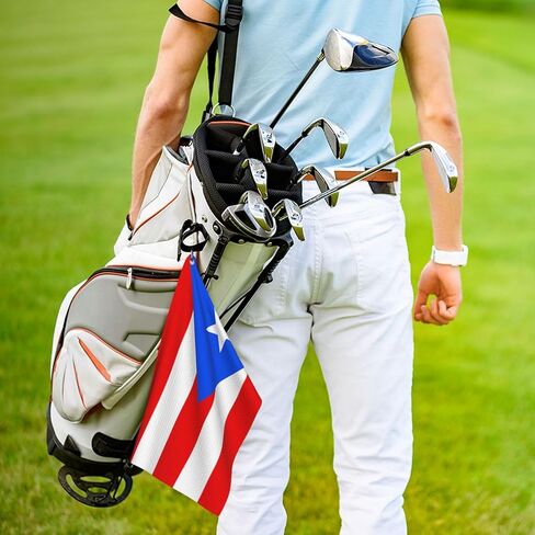 Puerto Rico Flag Golf Towel with Carabiner Clip Golf Gift for Men Waffle Pattern Cooling Towels in Kuwait