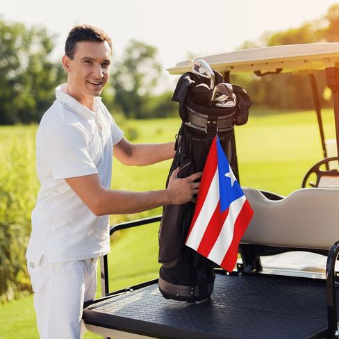 Puerto Rico Flag Golf Towel with Carabiner Clip Golf Gift for Men Waffle Pattern Cooling Towels in Kuwait