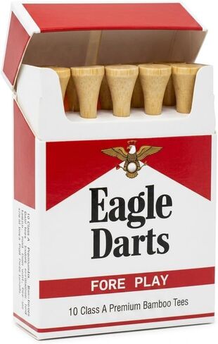 Eagle Darts Premium Bamboo Golf Tees, 10-Count, 3.25" (83mm) Driver Length – Funny Cigarette Pack Style Packaging – Novelty Golf Gift for Men, Dad, Husband – Cool Golf Accessories & Gag Gifts in Kuwait