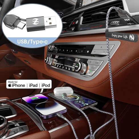 كابل شحن متعدد IDISON بطول 4 أقدام 2 حزمة، سلك شاحن 3 في 1 معتمد من MFi مع Lightning USB C Micro USB، كابل عالمي مضفر لهاتف iPhone Android Samsung Travel Car Office Bedside in Kuwait