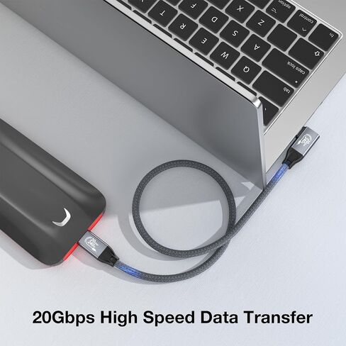 كابل شاشة QCEs USB C بزاوية يمين إخراج فيديو 3.3FT إلى شاشة محمولة 8K USB C 3.2 Gen 2x2 كابل فيديو 20 جيجابت في الثانية لنقل البيانات، شحن 240 وات PD لهاتف iPhone 17/16 MacBook Carplay KYY MNN InnoView in Kuwait
