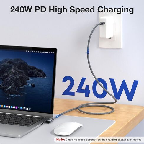 كابل شاشة QCEs USB C بزاوية يمين إخراج فيديو 3.3FT إلى شاشة محمولة 8K USB C 3.2 Gen 2x2 كابل فيديو 20 جيجابت في الثانية لنقل البيانات، شحن 240 وات PD لهاتف iPhone 17/16 MacBook Carplay KYY MNN InnoView in Kuwait
