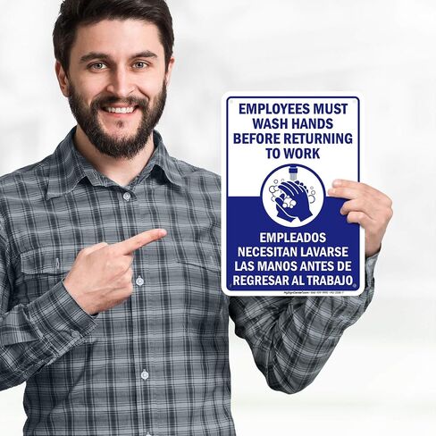 Employees Must Wash Hands Before Returning to Work Sign, 7" x 10" 0.40 Aluminum, Fade Resistance, Indoor/Outdoor Use, USA MADE By My Sign Center in Kuwait