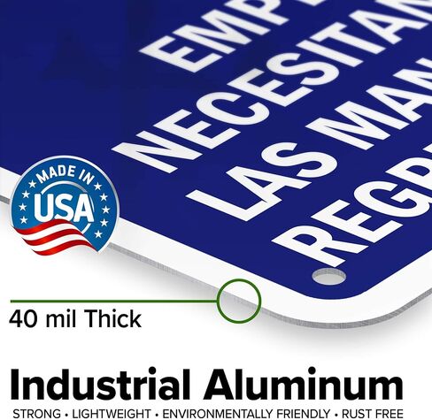 Employees Must Wash Hands Before Returning to Work Sign, 7" x 10" 0.40 Aluminum, Fade Resistance, Indoor/Outdoor Use, USA MADE By My Sign Center in Kuwait