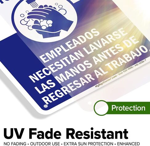 Employees Must Wash Hands Before Returning to Work Sign, 7" x 10" 0.40 Aluminum, Fade Resistance, Indoor/Outdoor Use, USA MADE By My Sign Center in Kuwait