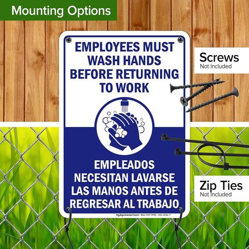 Employees Must Wash Hands Before Returning to Work Sign, 7" x 10" 0.40 Aluminum, Fade Resistance, Indoor/Outdoor Use, USA MADE By My Sign Center in Kuwait