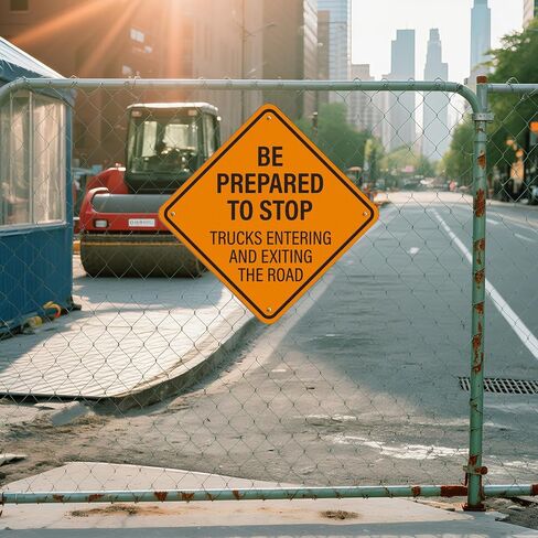 Be Prepared to Stop Sign Trucks Entering and Exiting Road Signage | 24" x 24" , Aluminum Traffic Metal Sign, Engineer-Grade Reflective, for Highway, Street, Driveways, Warehouses, Construction in Kuwait