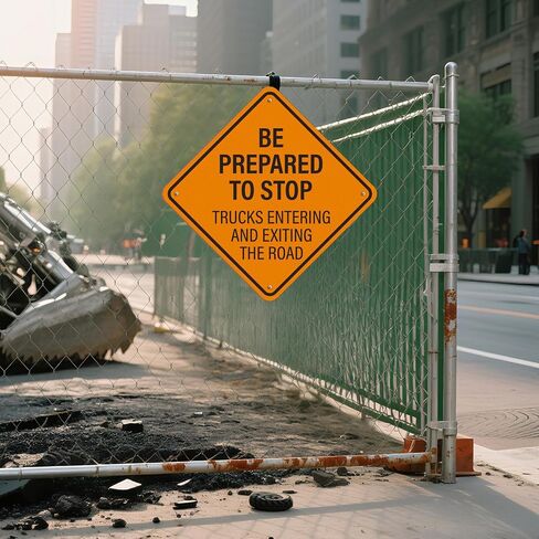 Be Prepared to Stop Sign Trucks Entering and Exiting Road Signage | 24" x 24" , Aluminum Traffic Metal Sign, Engineer-Grade Reflective, for Highway, Street, Driveways, Warehouses, Construction in Kuwait