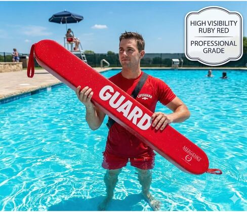 50-Inch Lifeguard Rescue Tube – Professional Red Foam Throwable Flotation Device for Pool & Beach Safety - Buoy Includes Sun-Protection Canvas Storage Bag to Prevent Fading & Cracking Lifeguard Tube in Kuwait