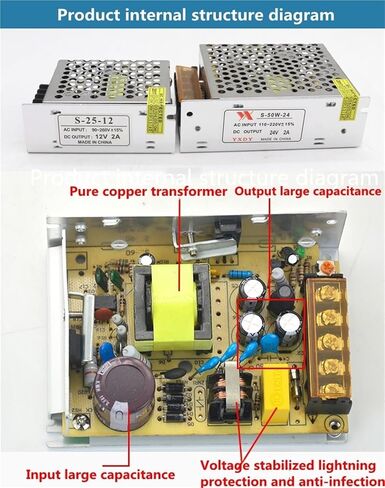 AC 220V to 12V 24V Switching Power Supply 2A 50W Motor Surveillance Camera Converter(24V 5A) in Kuwait