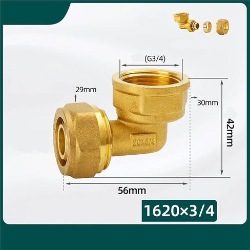 H58 نحاس DN15 DN20 أنثى BSPP موضوع الكوع Pex 1216/1418/2025 تركيبات أنابيب الألومنيوم لتدفئة الأرضية (نحاس، 125 * 90 مم) in Kuwait