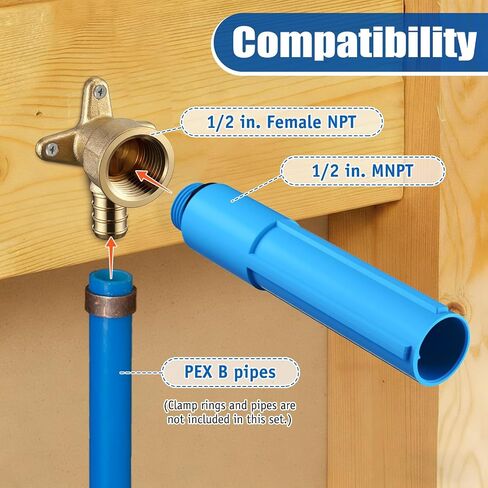 Feekoon 1/2" MNPT Bathroom Shower Test Plug, Comes with 1/2" Pex Drop Ear Elbow (No Lead Brass), Pressure Testing Plug Set for Shower Head and Tub Installations, Easy to Install(4 Pack) in Kuwait