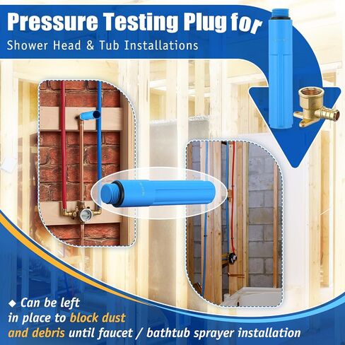 Feekoon 1/2" MNPT Bathroom Shower Test Plug, Comes with 1/2" Pex Drop Ear Elbow (No Lead Brass), Pressure Testing Plug Set for Shower Head and Tub Installations, Easy to Install(4 Pack) in Kuwait