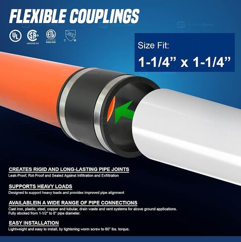 SUPPLYGIANT 6I45x10 وصلة مرنة، 1-1/4 بوصة، أسود in Kuwait